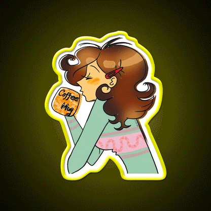 Sleepy Coffee Girl Morning Vibes Cafe Led Neon Sign Espresso Bar Art Rgb Color