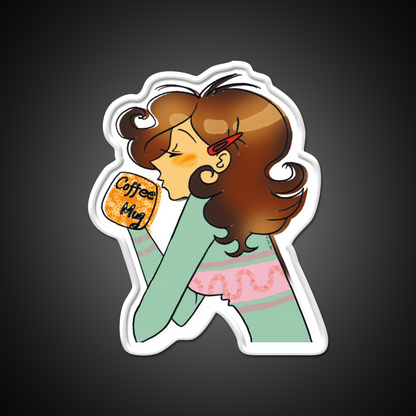 Sleepy Coffee Girl Morning Vibes Cafe Led Neon Sign Espresso Bar Art Rgb Color