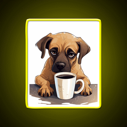 Sleepy Dog Vibes Cafe Led Neon Sign Espresso Bar Art Rgb Color