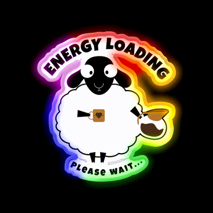 Sleepy Sheep With Coffee Energy Loading Led Neon Sign Espresso Bar Art Rgb Color