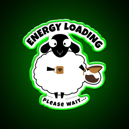 Sleepy Sheep With Coffee Energy Loading Led Neon Sign Espresso Bar Art Rgb Color