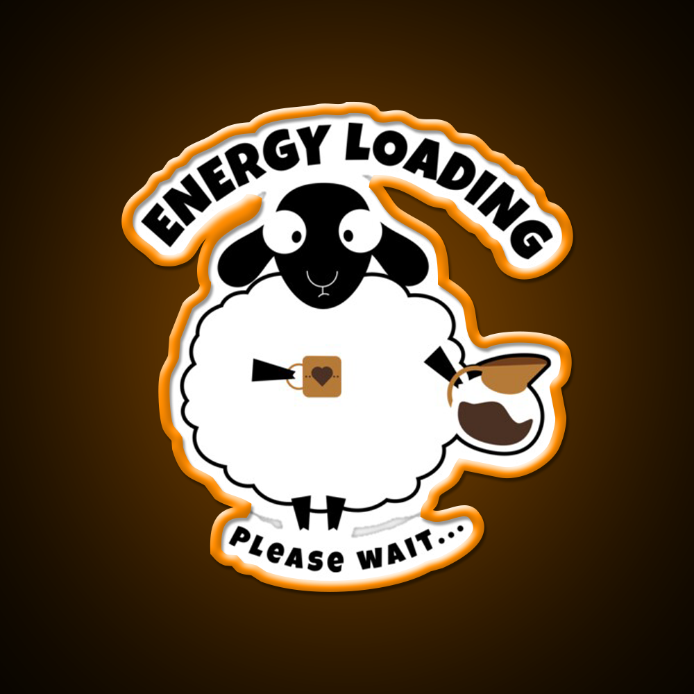 Sleepy Sheep With Coffee Energy Loading Led Neon Sign Espresso Bar Art Rgb Color