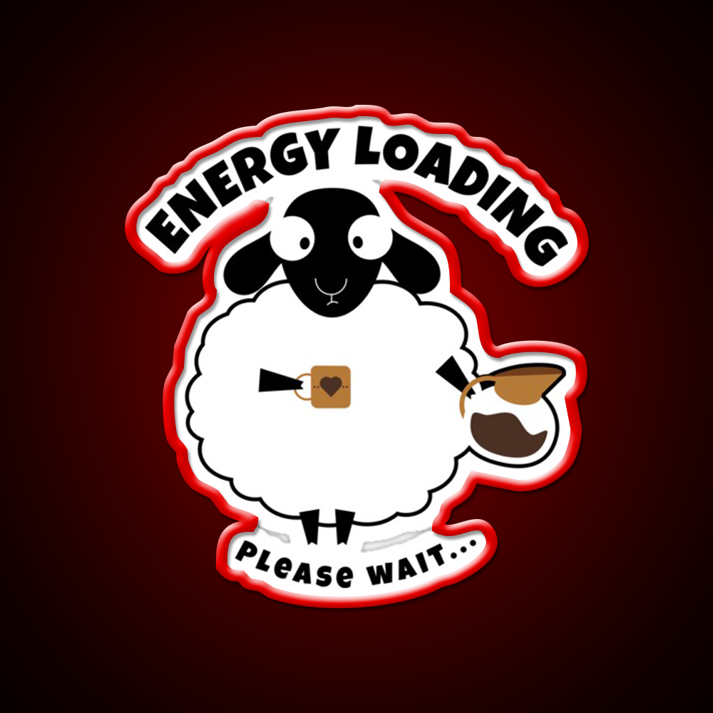Sleepy Sheep With Coffee Energy Loading Led Neon Sign Espresso Bar Art Rgb Color