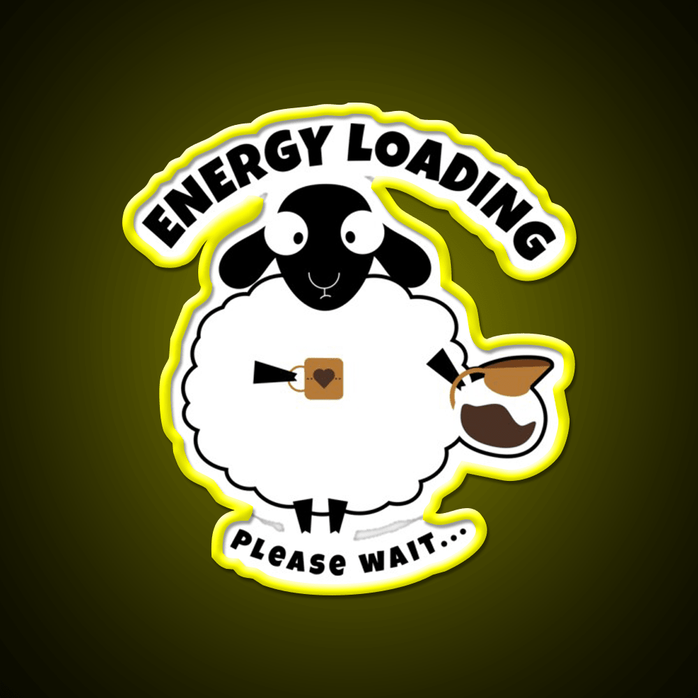 Sleepy Sheep With Coffee Energy Loading Led Neon Sign Espresso Bar Art Rgb Color - Shineneon