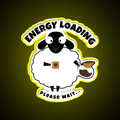Sleepy Sheep With Coffee Energy Loading Led Neon Sign Espresso Bar Art Rgb Color
