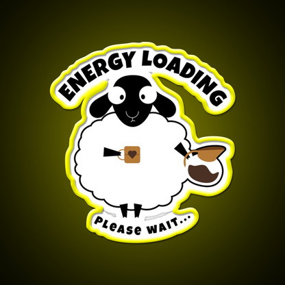 Sleepy Sheep With Coffee Energy Loading Led Neon Sign Espresso Bar Art Rgb Color