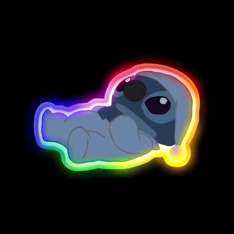 Sleepy Stitch Snack Food Led Neon Sign Rgb Color - LED neon sign close-up detail