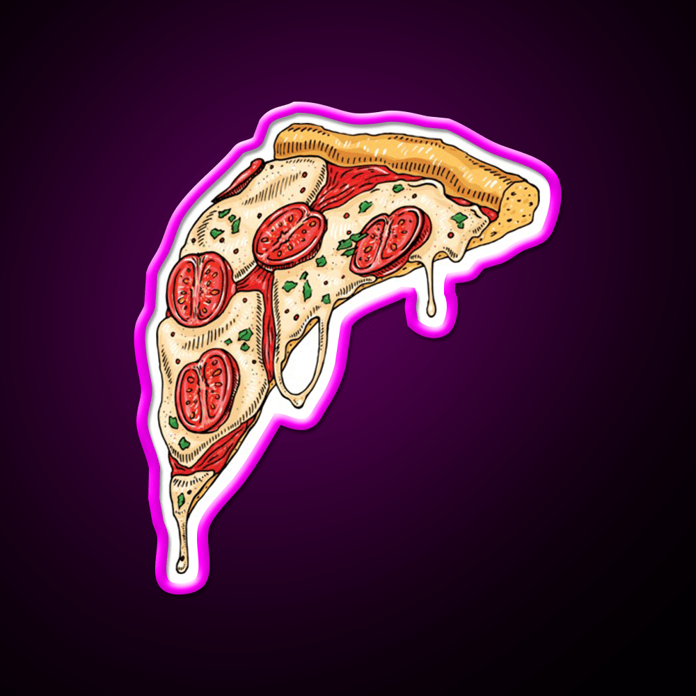 Slice Of Cheesy Margherita Pizza Fast Food Led Neon Sign For Burger Place Rgb Color - Shineneon