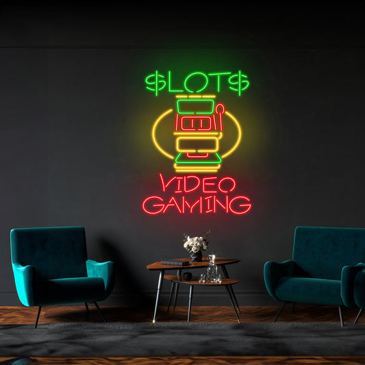 Slot Machine Neon Sign Casino Decor