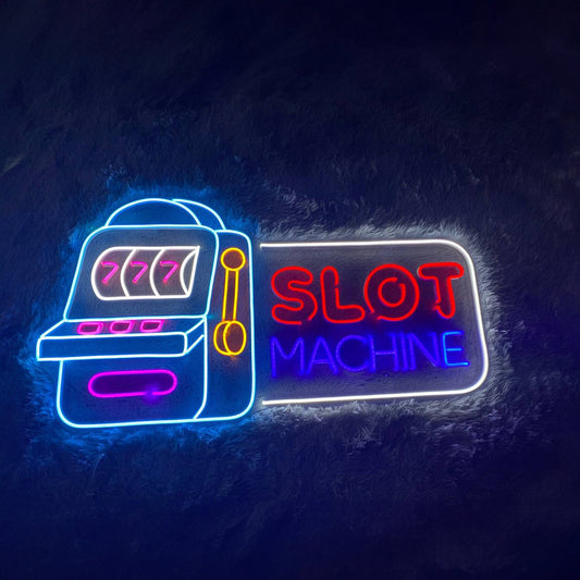 Slot Machine Neon Sign Game Icons For Casino