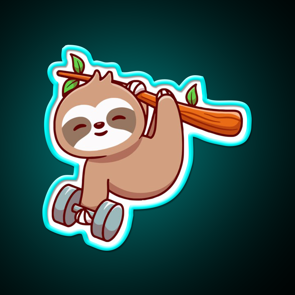 Sloth Bodybuilding Gym Fitness Led Neon Sign Rgb Color