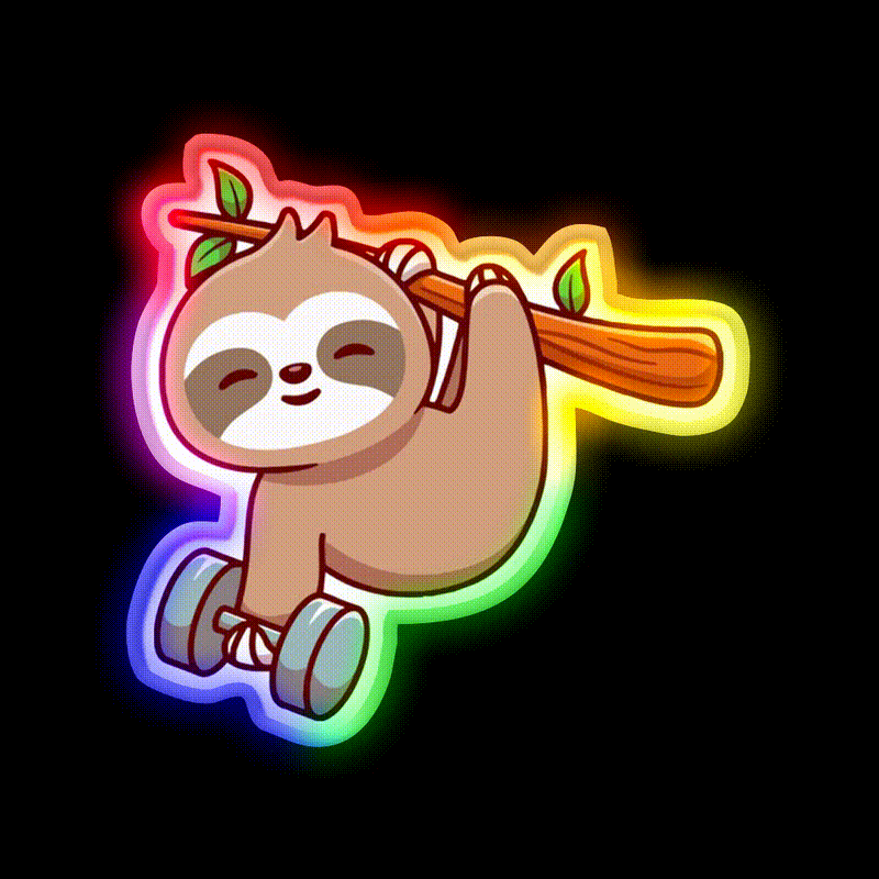 Sloth Bodybuilding Gym Fitness Led Neon Sign Rgb Color