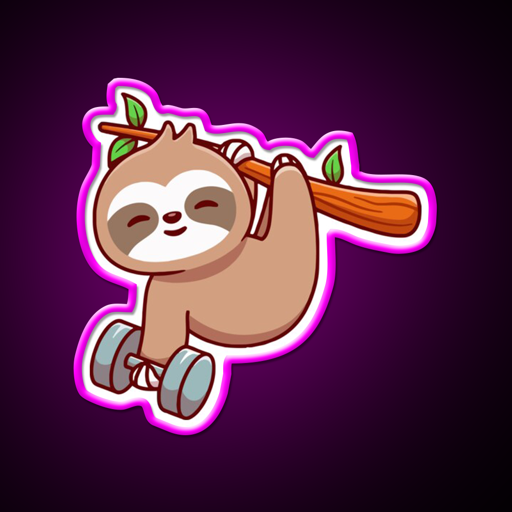 Sloth Bodybuilding Gym Fitness Led Neon Sign Rgb Color