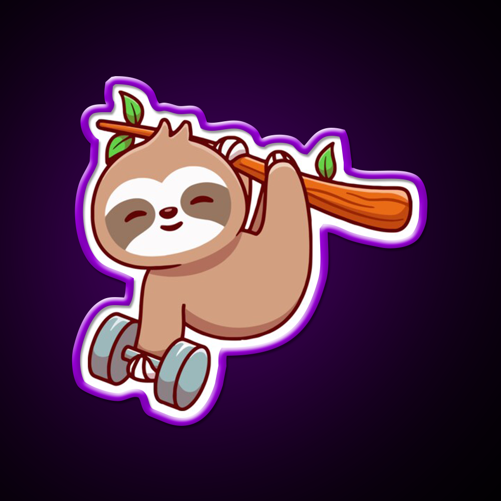 Sloth Bodybuilding Gym Fitness Led Neon Sign Rgb Color