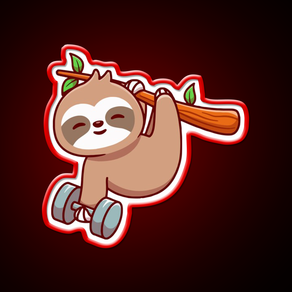 Sloth Bodybuilding Gym Fitness Led Neon Sign Rgb Color