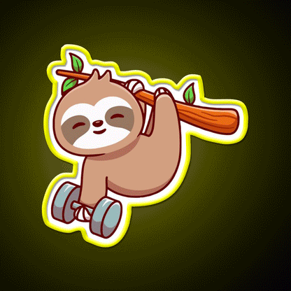 Sloth Bodybuilding Gym Fitness Led Neon Sign Rgb Color