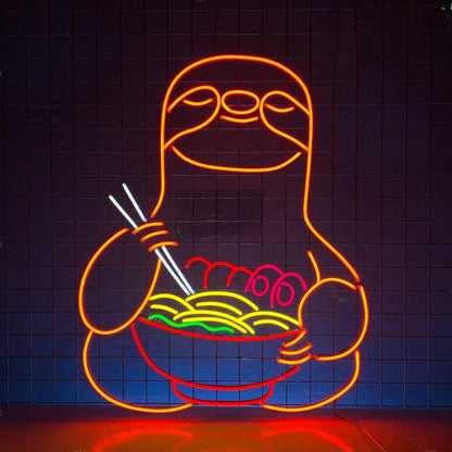 Sloth Eating Ramen Led Neon Signjapan Food Restaurant Decor | Shineneon