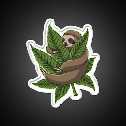 Sloth Huging Hemp Inspired Green Leaf Led Neon Sign Rgb Color - LED neon sign view 11