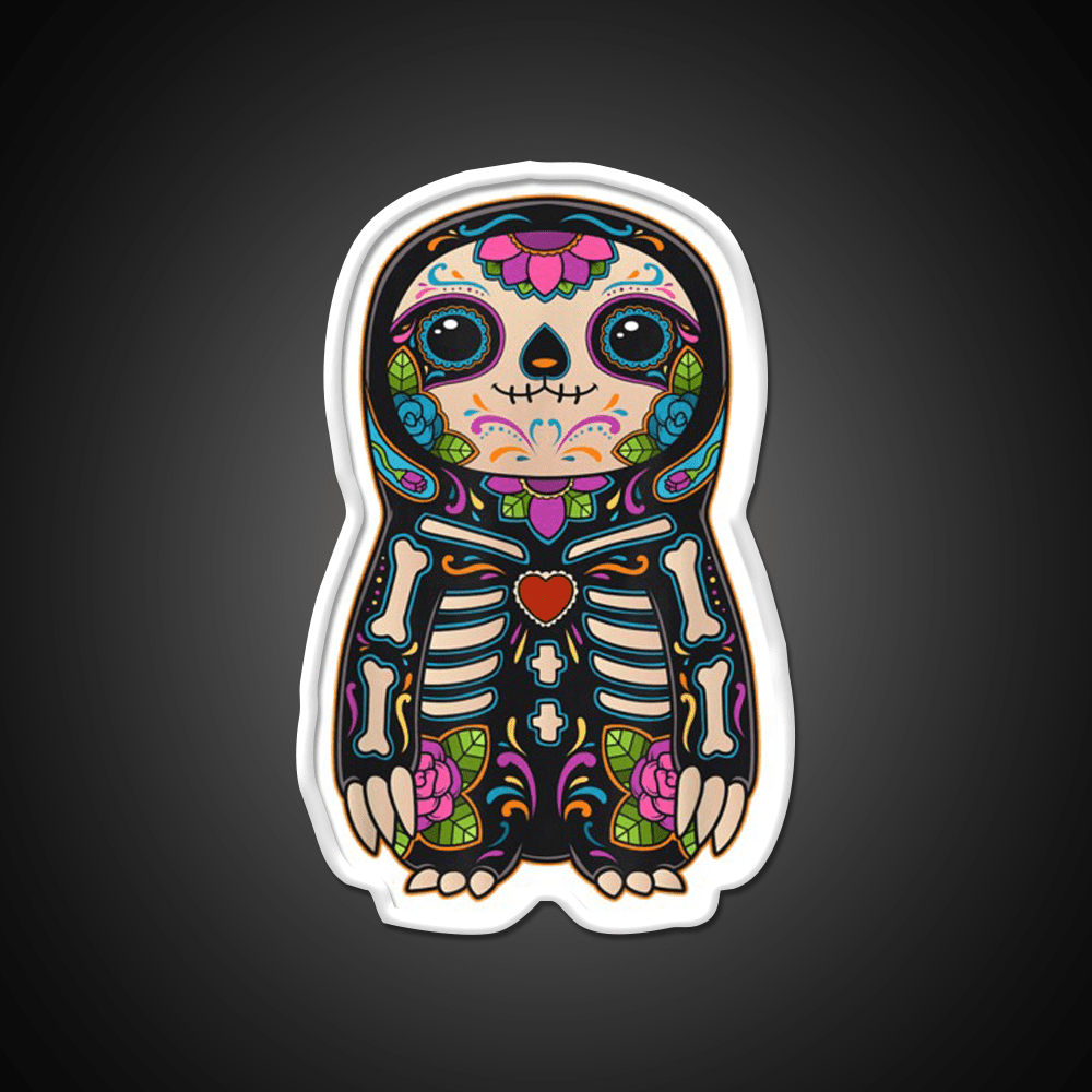 Sloth Sugar Skull Mexico Calavera Party Drink Tequila Led Neon Sign Rgb Color - Shineneon