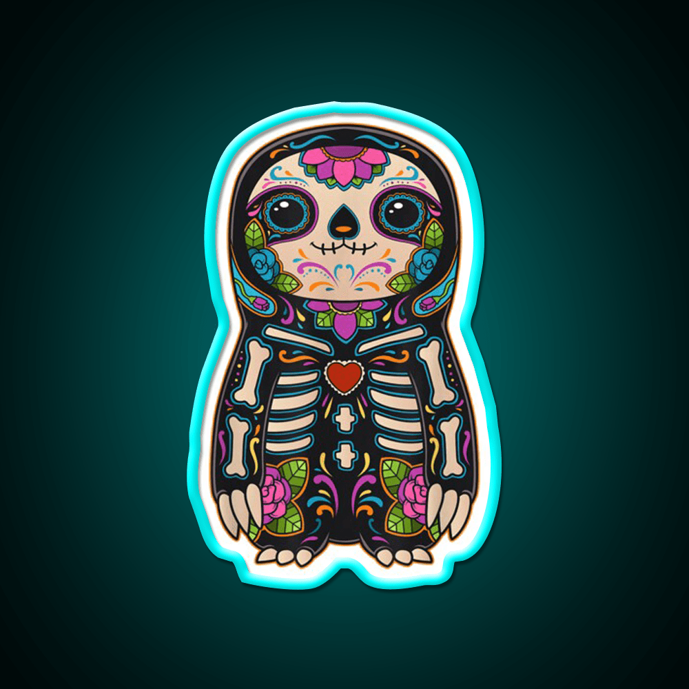 Sloth Sugar Skull Mexico Calavera Party Drink Tequila Led Neon Sign Rgb Color - Shineneon
