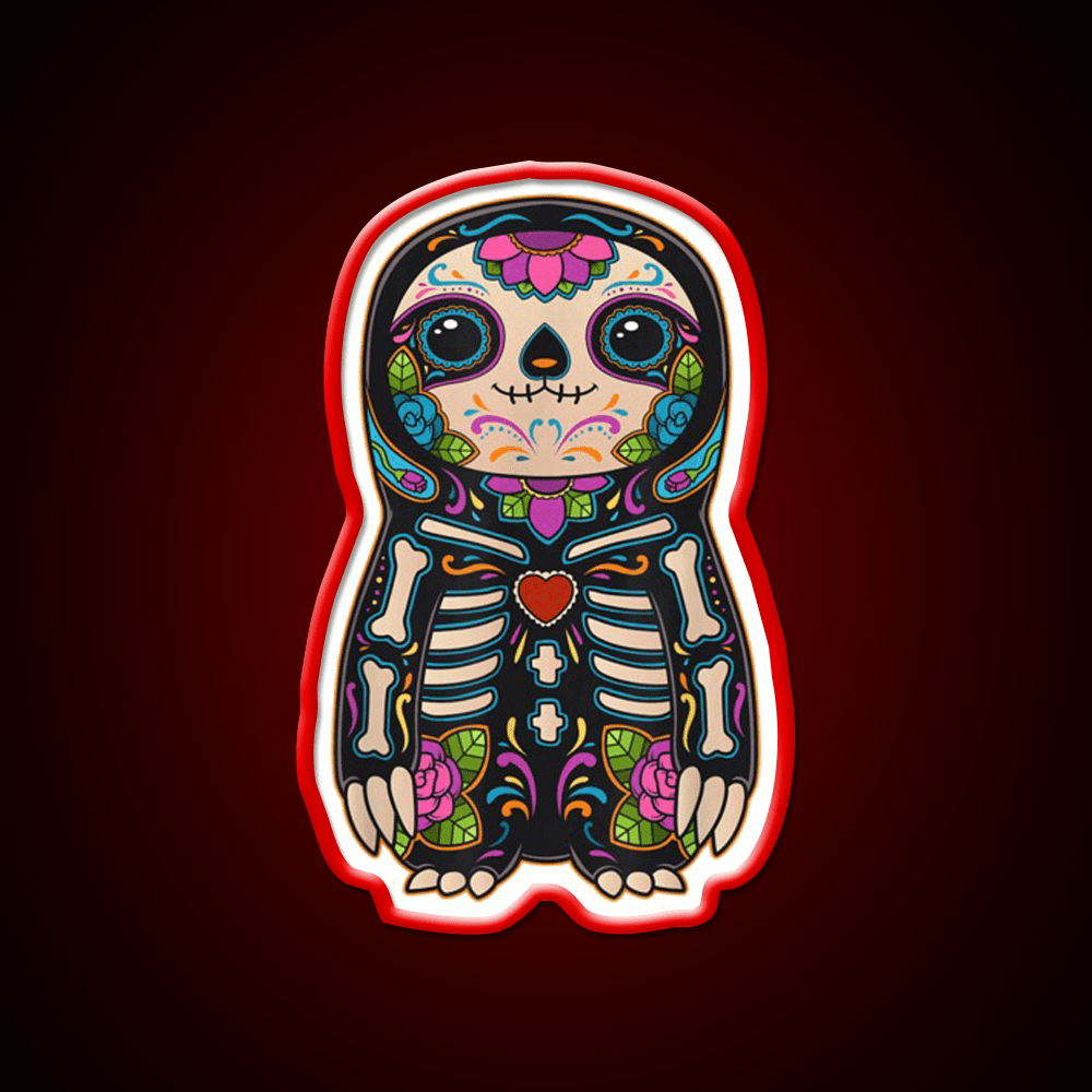 Sloth Sugar Skull Mexico Calavera Party Drink Tequila Led Neon Sign Rgb Color - Shineneon