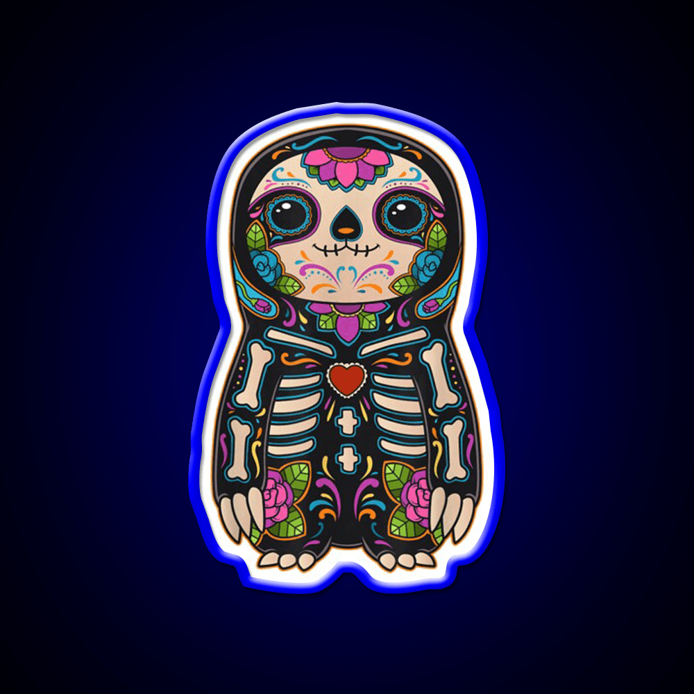 Sloth Sugar Skull Mexico Calavera Party Drink Tequila Led Neon Sign Rgb Color - Shineneon