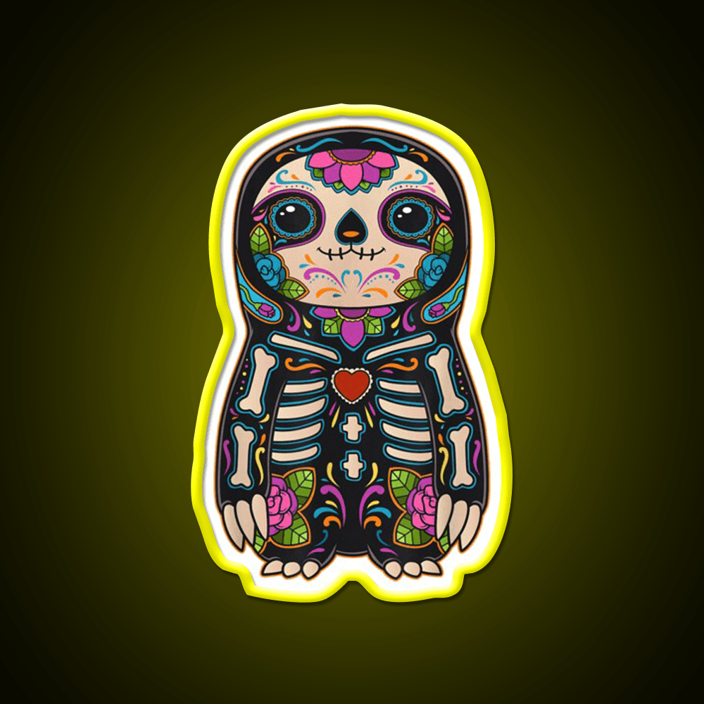 Sloth Sugar Skull Mexico Calavera Party Drink Tequila Led Neon Sign Rgb Color - Shineneon