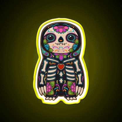 Sloth Sugar Skull Mexico Calavera Party Drink Tequila Led Neon Sign Rgb Color - Custom LED neon sign front view