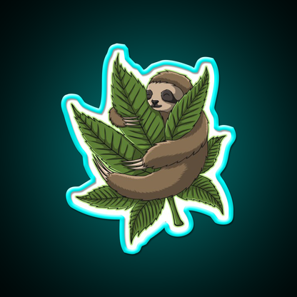 Sloth Weed Leaf Stoner Weed Lover Hemp Inspired Green Leaf Led Neon Sign Rgb Color - Size and dimension reference