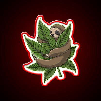 Sloth Weed Leaf Stoner Weed Lover Hemp Inspired Green Leaf Led Neon Sign Rgb Color - LED neon sign view 10