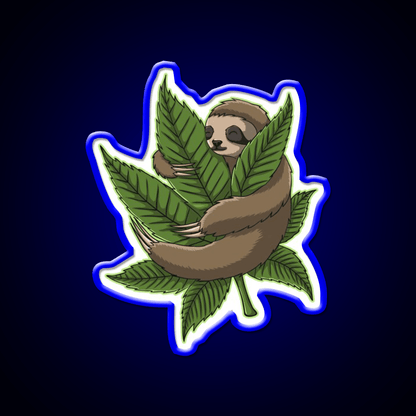 Sloth Weed Leaf Stoner Weed Lover Hemp Inspired Green Leaf Led Neon Sign Rgb Color - Shineneon
