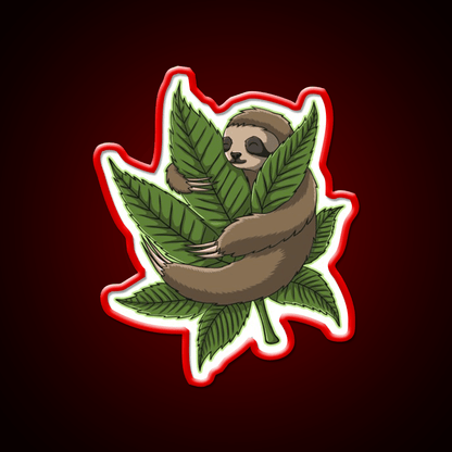Sloth Weed Leaf Stoner Weed Lover Hemp Inspired Green Leaf Led Neon Sign Rgb Color - Shineneon