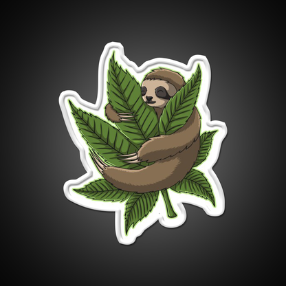 Sloth Weed Leaf Stoner Weed Lover Hemp Inspired Green Leaf Led Neon Sign Rgb Color - LED neon sign view 11