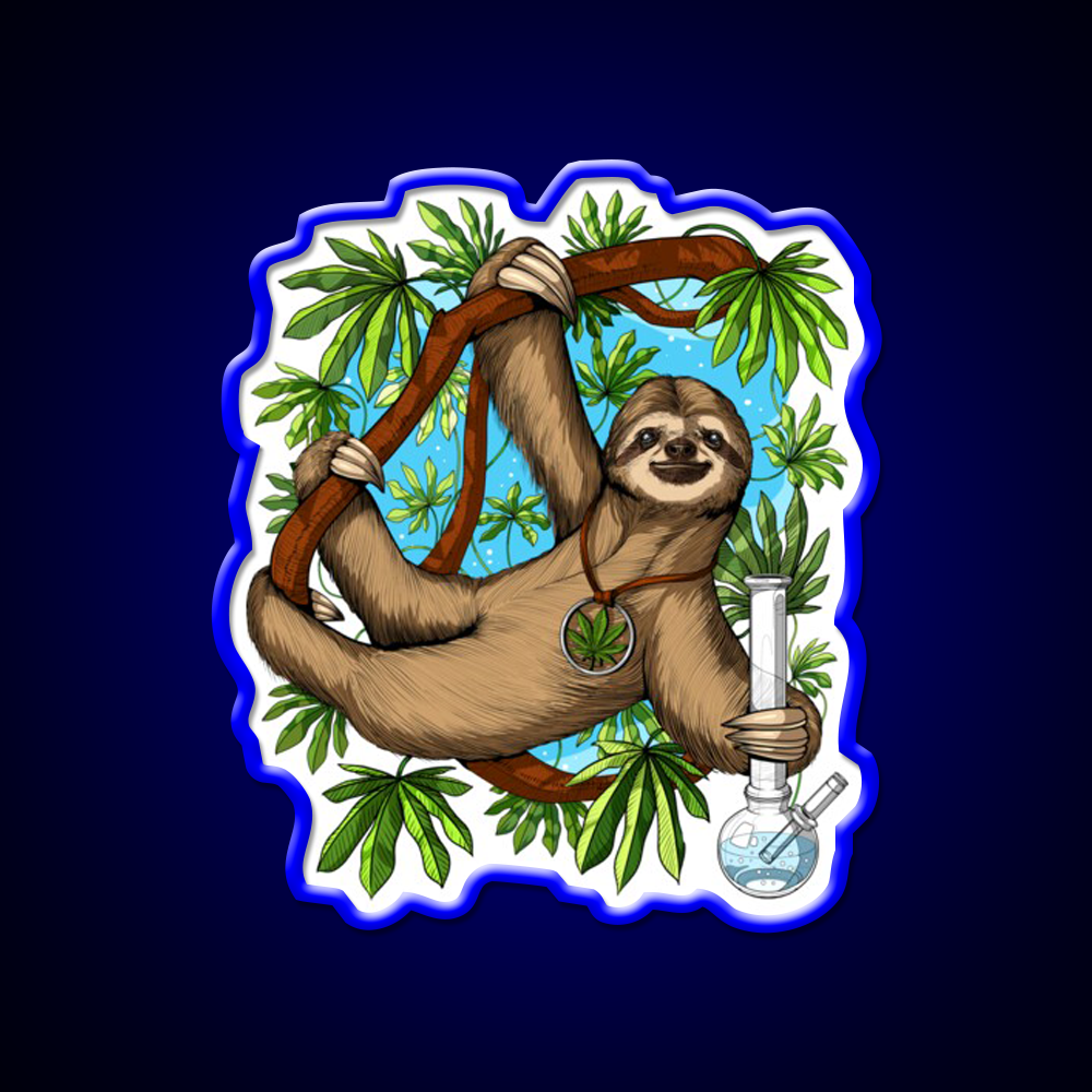 Sloth Weed Stoner Hemp Inspired Green Leaf Led Neon Sign Rgb Color - LED neon sign view 5