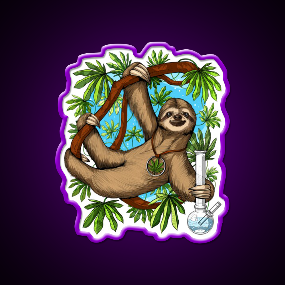 Sloth Weed Stoner Hemp Inspired Green Leaf Led Neon Sign Rgb Color - LED neon sign view 9