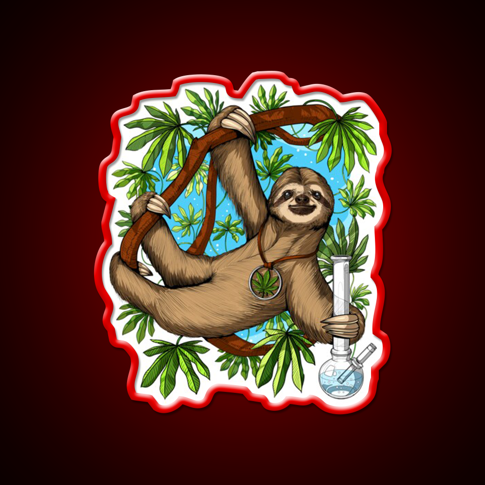Sloth Weed Stoner Hemp Inspired Green Leaf Led Neon Sign Rgb Color - LED neon sign view 10