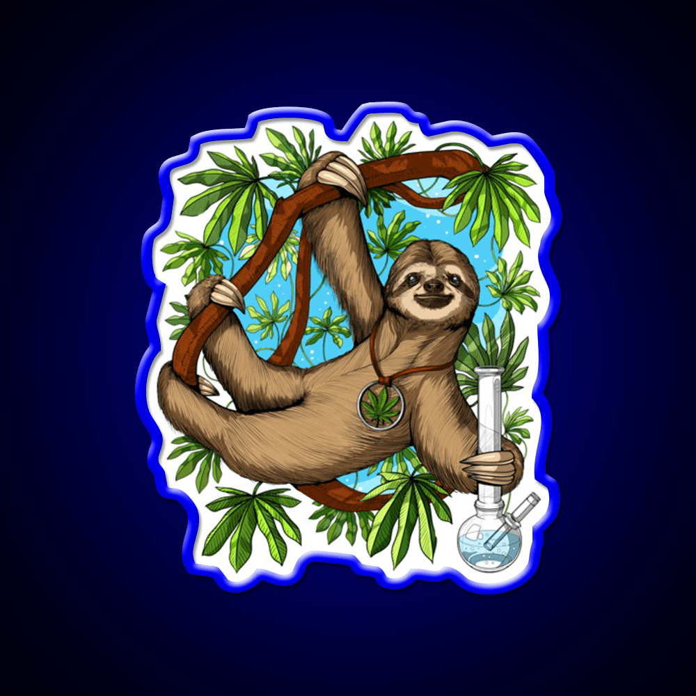 Sloth Weed Stoner Hemp Inspired Green Leaf Led Neon Sign Rgb Color - Shineneon