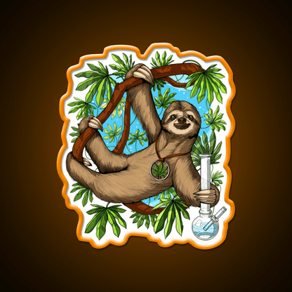 Sloth Weed Stoner Hemp Inspired Green Leaf Led Neon Sign Rgb Color - Shineneon