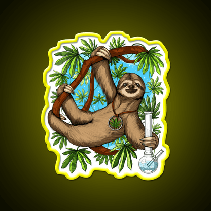 Sloth Weed Stoner Hemp Inspired Green Leaf Led Neon Sign Rgb Color - Shineneon