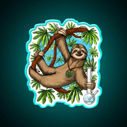 Sloth Weed Stoner Hemp Inspired Green Leaf Led Neon Sign Rgb Color - Shineneon