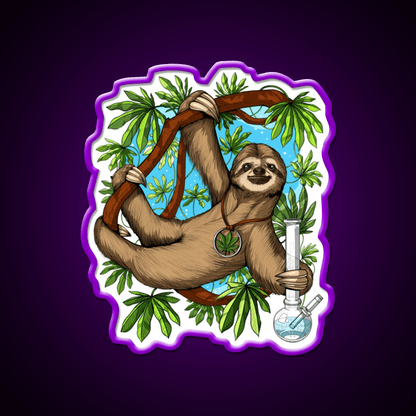 Sloth Weed Stoner Hemp Inspired Green Leaf Led Neon Sign Rgb Color - Shineneon