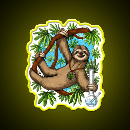 Sloth Weed Stoner Hemp Inspired Green Leaf Led Neon Sign Rgb Color - LED neon sign view 7