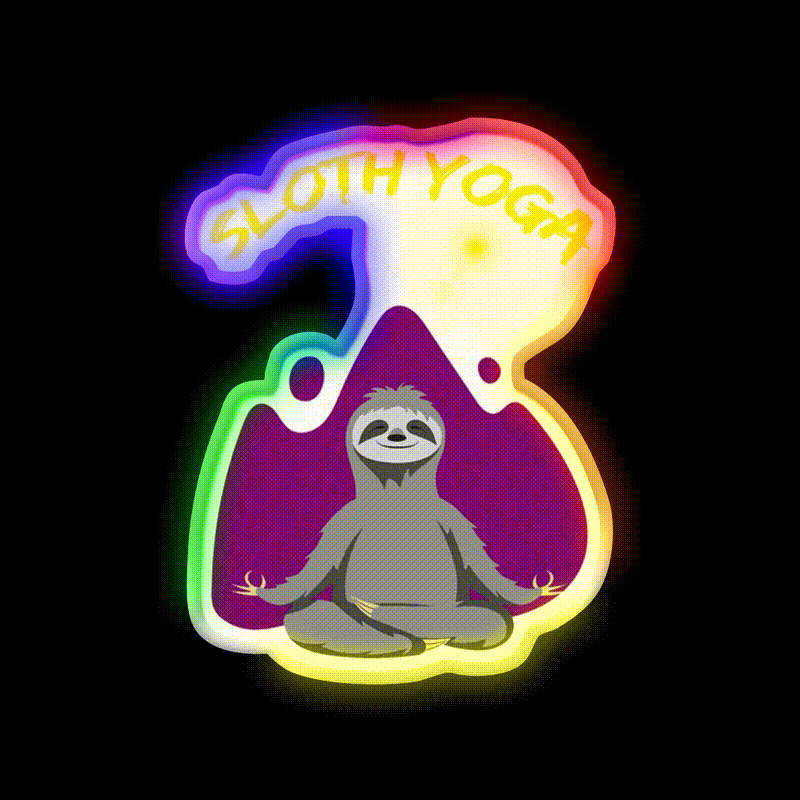 Sloth Yoga Led Neon Sign For Wellness Space Rgb Color