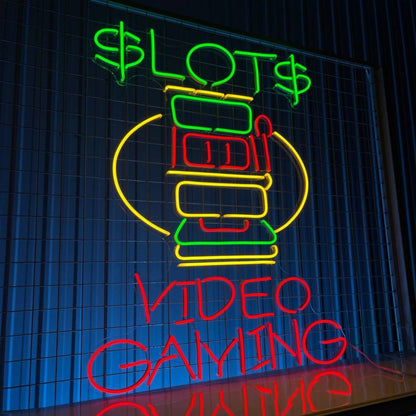 Slots Video Gaming Arcade Bar Hanging Led Neon Sign - Shineneon