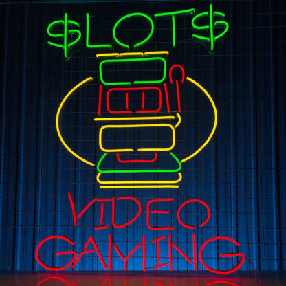 Slots Video Gaming Arcade Bar Hanging Led Neon Sign - Shineneon