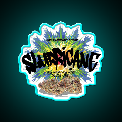 Slurricane Strain Art Hemp Inspired Green Leaf Led Neon Sign Rgb Color - Size and dimension reference