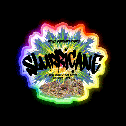 Slurricane Strain Art Hemp Inspired Green Leaf Led Neon Sign Rgb Color - LED neon sign close-up detail