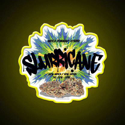 Slurricane Strain Art Hemp Inspired Green Leaf Led Neon Sign Rgb Color - Custom LED neon sign front view