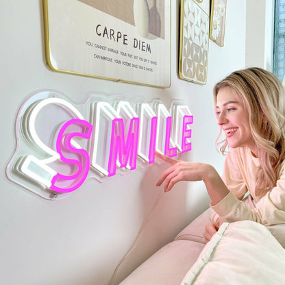 Smile 3d Word Led Neon Sign For Bar Office - Shineneon