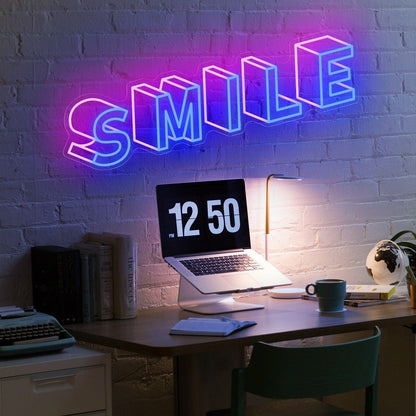 Smile 3d Word Led Neon Sign For Bar Office - Shineneon